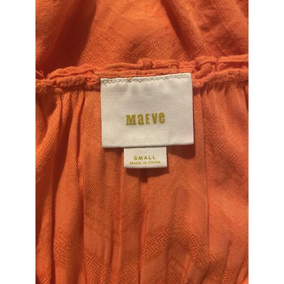 Maeve Anthropologie Orange Bretta Gathered Tank Top Women's Size Small V-Neck - Picture 5 of 7